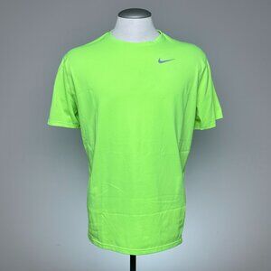 Nike Dri-FIT Running Tee XL Neon Green Polyester Athletic Performance